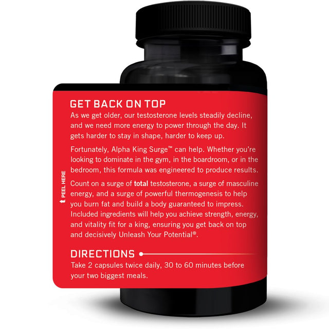 Force Factor Alpha King Surge Testosterone Booster and Fat Burner for Men, 60 Capsules