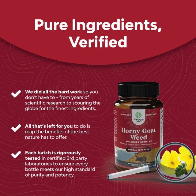 Horny Goat Weed Extract Complex - Invigorating Blend with Tribulus Saw Palmetto L Arginine and Tongkat Ali Extract and Maca Root for Men and Women for Enhanced Energy and Stamina - 90 Capsules