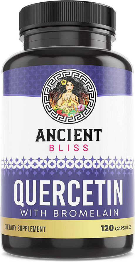 Ancient Bliss Quercetin Bromelain, Quercetin 1000Mg , Supports Immune System, Joint Health, Respiratory Health & Overall Well-Being β 120 Capsules