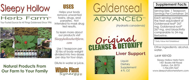 Goldenseal Cleanse & Detoxify Liquid Dietary Supplement | Liver Support | 4 Oz. | Hydrastis Canadensis | Farm Direct | Pack of 1