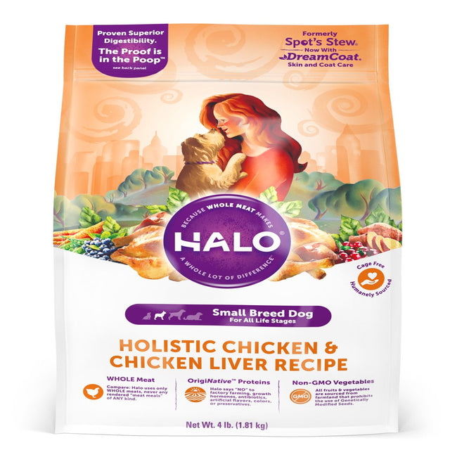 Halo Purely for Pets Spot'S Stew Wholesome Chicken Toy & Small Breed Dry Dog Food, 4 Lb
