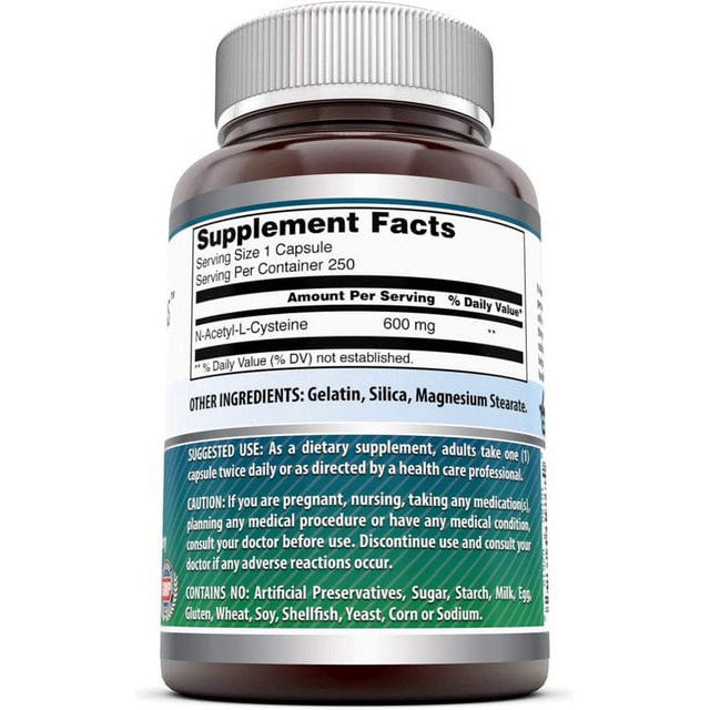 Amazing Formulas NAC (N-Acetyl Cysteine) - 600Mg 250 Capsules - Pack of 3