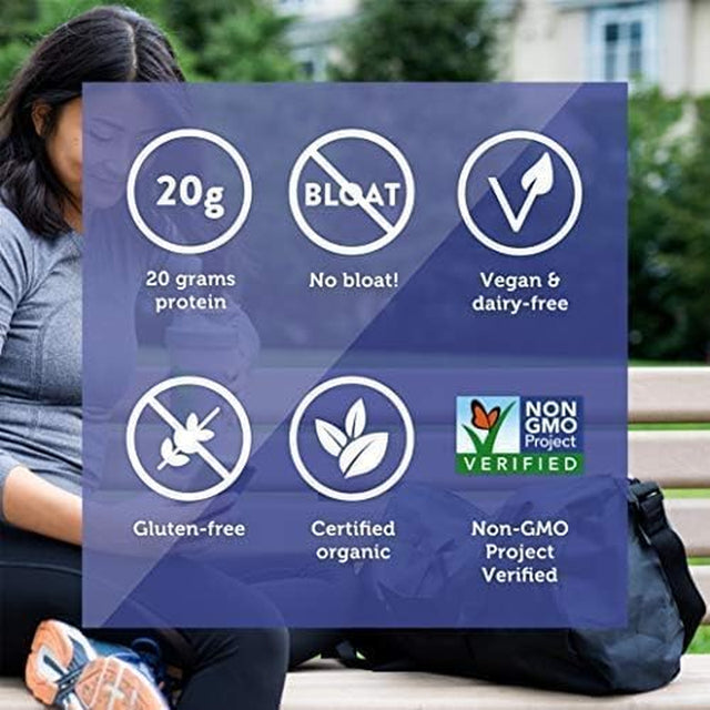 Genuine Health Fermented Organic Vegan Proteins+, Natural Chocolate Protein Powder, 20G Protein, 21.16 Oz Tub, 20 Servings