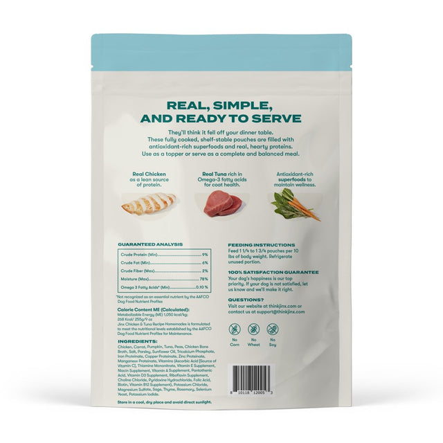 Jinx Homemades Chicken & Tuna Recipe Wet Natural Dog Food, Grain-Free, 9 Oz. Pouch
