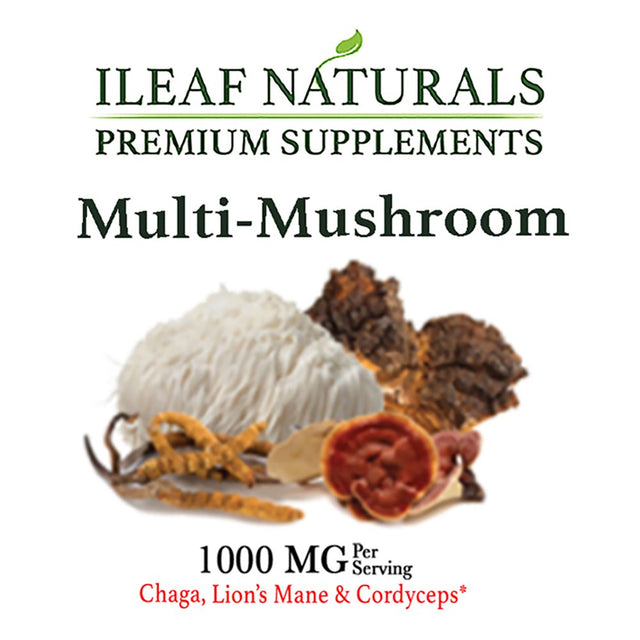 Ileaf Naturals Multi Mushroom Nootropic Blend - 60 Veggie Capsules