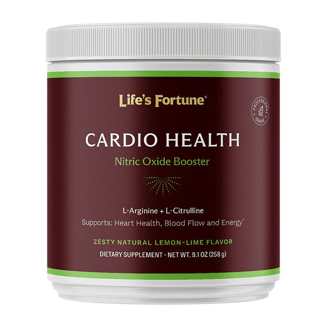 Life'S Fortune Cardio Health-Blood Pressure Supplements, Natural Fruit Punch Flavor, Nitric Oxide Booster, L-Arginine, L-Citrulline, Complete Cardiovascular Support, Vegan, Non-Gmo