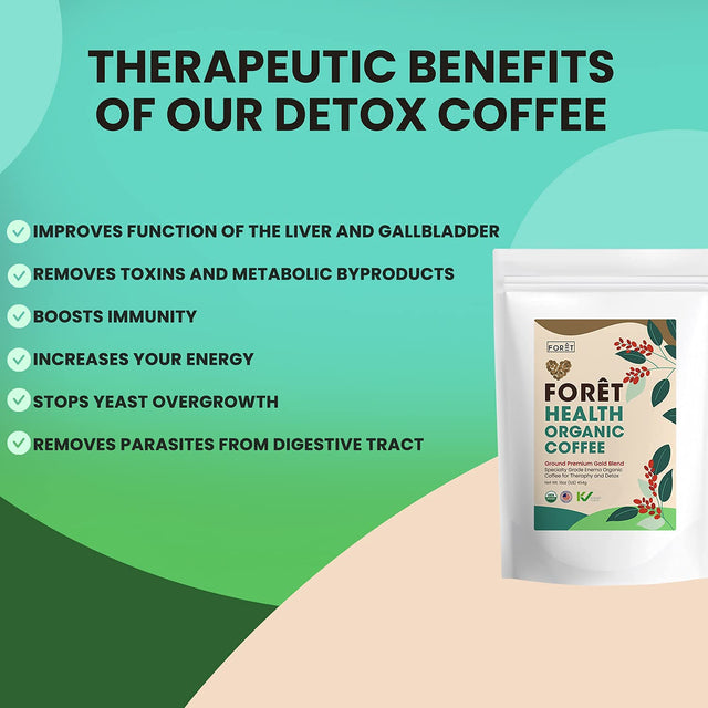 Foret Health Enema Coffee for Detox Therapy 100% Arabica Organic Lightly Roasted 1Lb Bag