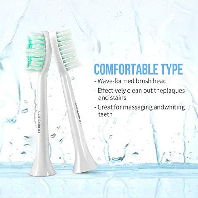 LANDWIND Replacement Toothbrush Heads, Fit Sensitive Gums and Teeth, Dupont Nylon Harmless for LANDWIND Sonic Electric Toothbrush, 2 Pro+2 Comfy Electric Toothbrush Heads -4 Pack (White)