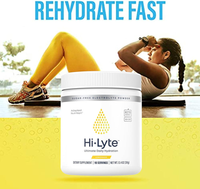 Hi-Lyte Lemonade Electrolyte Powder, Daily Hydration Supplement Drink Mix, 90 Servings | Sugar-Free, 0 Calories, 0 Carbs | No Maltodextrin. Gluten-Free | Supports Keto | Light Refreshing Flavor