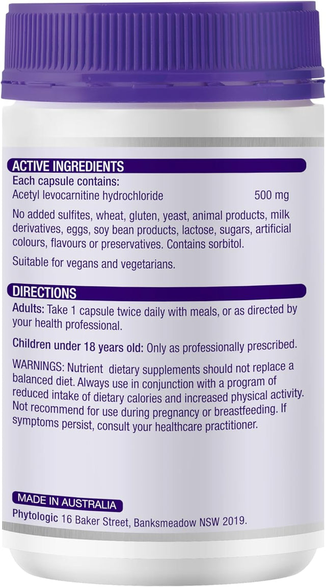 Acetyl L Carnitine 500 Vegetarian 180 Capsules