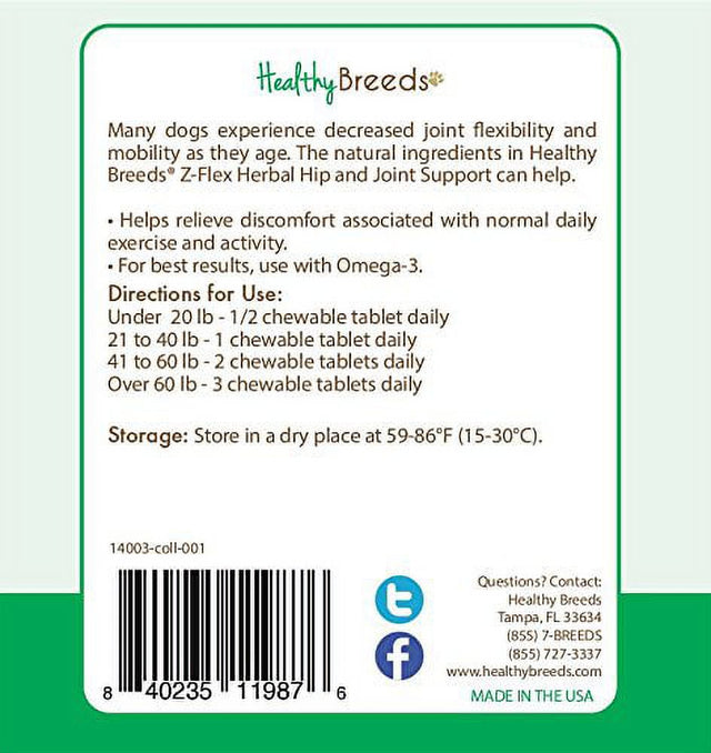 Healthy Breeds Natural Joint Support Chewable Tablets for Collie, 60 Count