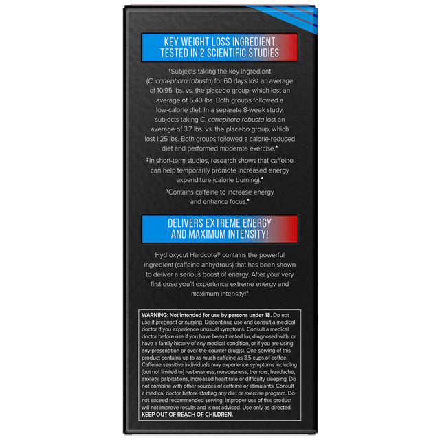 Hydroxycut Hardcore Weight Loss Capsules, Burn Calories, Increase Energy, 60 Ct, 30 Servings