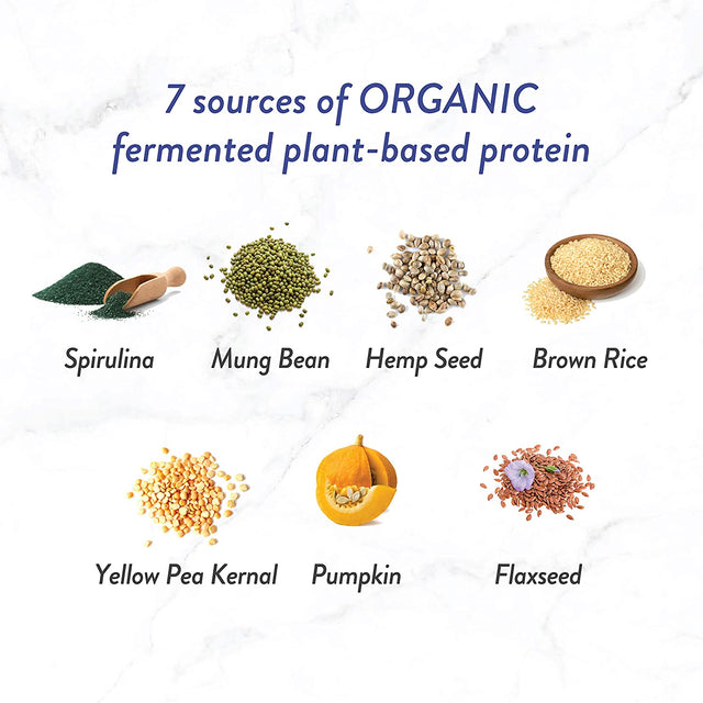 Genuine Health Fermented Organic Vegan Proteins+, Unflavored Protein Powder, 20G Protein, 21.16 Ounce Tub, 20 Servings