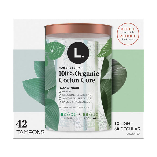 L. Organic Cotton Tampons Duopack - Light/Regular Absorbency, 42 Ct