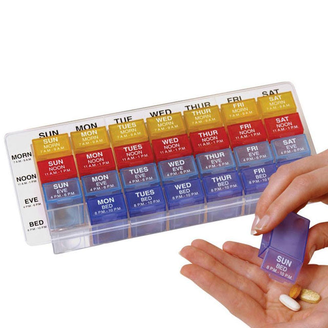 Ezy Dose Daily (7-Day) Pill Organizer, 4 Times a Day, AM/PM, Pop-Out Compartments