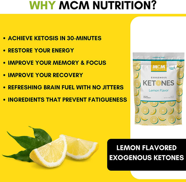 Exogenous Ketones Powder and BHB - Caffeine Free (Lemon) Keto Drink Mix & Fast Acting Ketosis Packets - Ketone Drink for Ketosis - Ketones Supplement for Ketosis (20 Keto Packets)