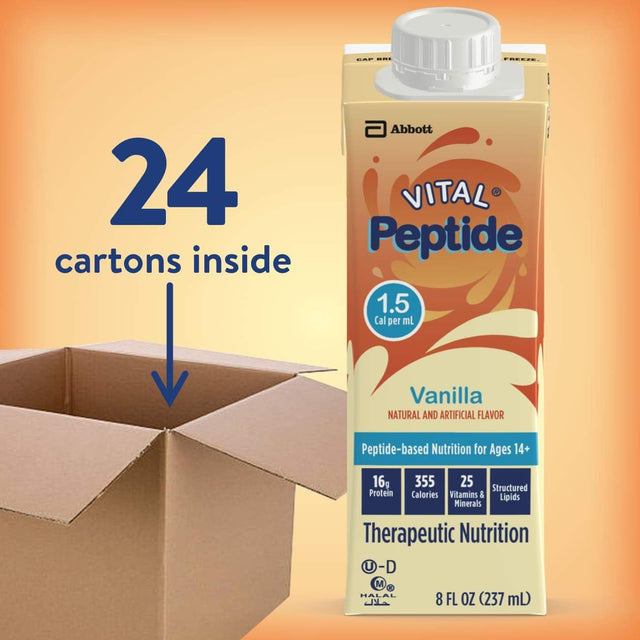 1.5 Cal, 24 Count, Complete, Balanced Nutrition Formula for Ages 14+ with GI Conditions, with 16G Protein and Prebiotics, for Oral or Tube Feeding, Vanilla, 8-Fl-Oz Carton