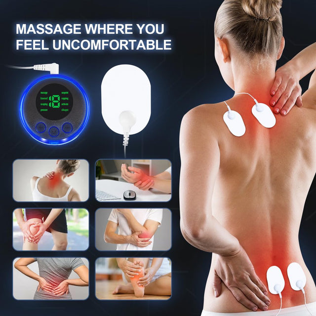 EMS Foot Massager Mat for Neuropathy-Foot Stimulator Massager with Remote Control, 2-In-1 Back Massager & Legs Foot Circulation Device for Pain Relief Fasciitis, Muscles Relaxation with 8 Pcs Pads