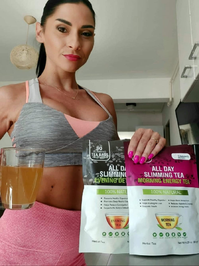 All Day Slimming Tea for Weight Loss - All Natural 30 Days Detox Tea That Flattens Tummy - Daytime Energy Boost Tea 30 Bag+ Evening Detox Tea 30 Bag