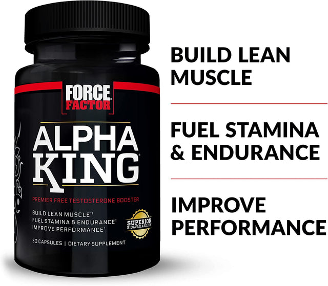 FORCE FACTOR Alpha King, 2-Pack, Total Testosterone Booster Supplement for Men with Fenugreek Seed, Tribulus to Build Lean Muscle and Improve Athletic Performance, 60 Capsules