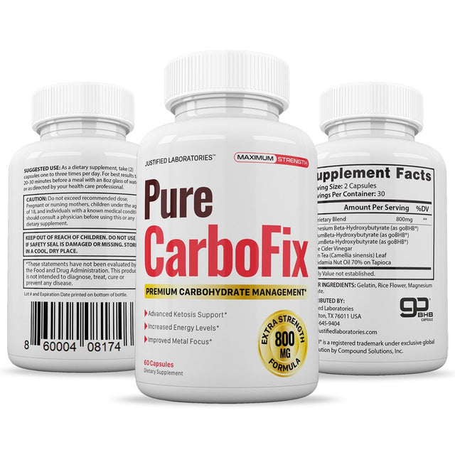 Justified Laboratories Pure Carbo Fix Carbohydrate Weight Loss Supplement 60 Capsules