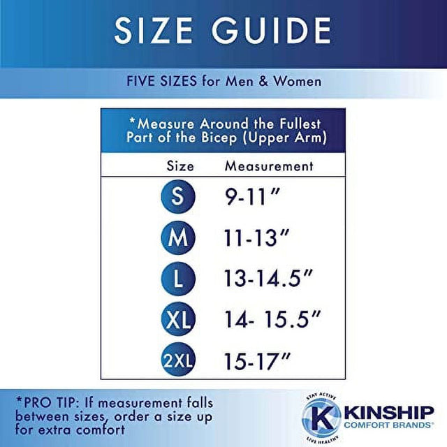 Kinship Comfort Brands Arm Compression Sleeves for Men & Women | Arm Brace Support Sleeve Provides Pain Relief for Lymphedema, Neuropathy, Arthritis, Bursitis, Tendonitis, Tennis Elbow | 1 Pair