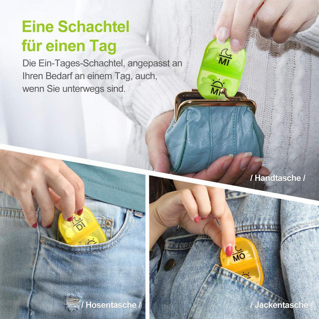 AIXPI Dose Weekly (7-Day) Pill Organizer, Vitamin and Medicine Box, Large Pop-Out Compartments, 2 Times a Day, Rainbow Colors