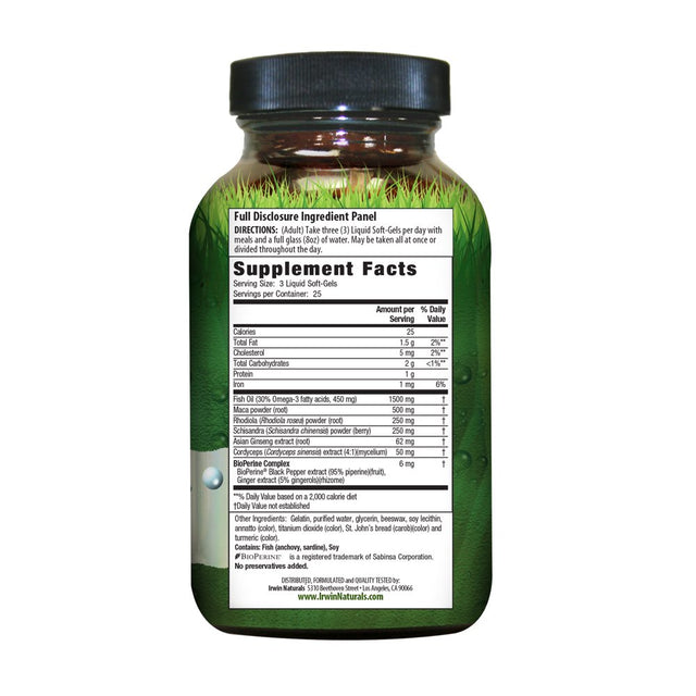 Irwin Naturals Ginza-Plus Maca & Rhodiola, 75Ct