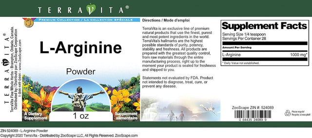 Terravita L-Arginine Powder (1 Oz, ZIN: 524089)