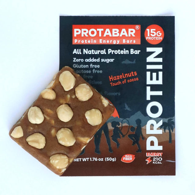All Natural Energy Protein Bar PROTABAR (12 Pack) - 15G Egg White Protein per Bar | Dates Egg Whites Hazelnuts Cocoa | Gluten Free | Healthy Snack