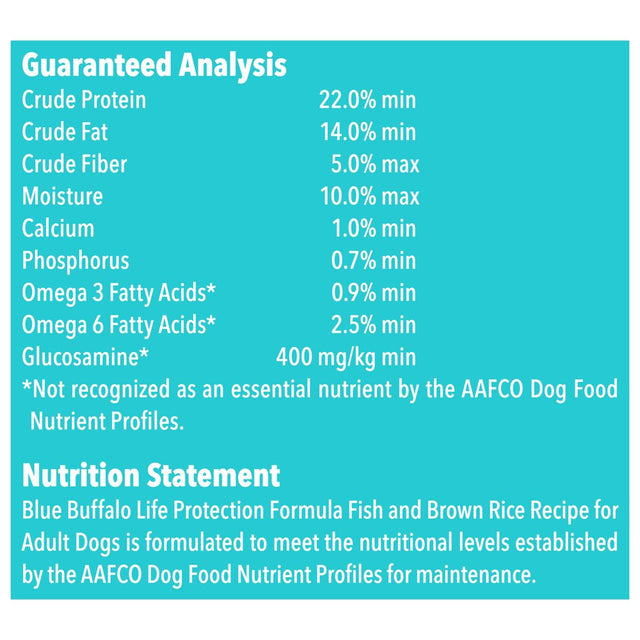 Blue Buffalo Life Protection Formula Fish and Brown Rice Dry Dog Food for Adult Dogs, Whole Grain, 15 Lb. Bag