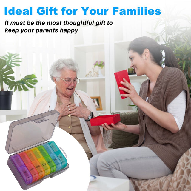 Keylever Weekly Pill Organizer 2 Times a Day, Large Compartments, Portable Pill Vitamin Planner