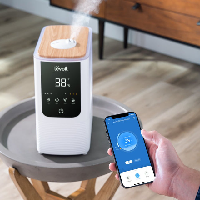 Levoit Smart Cool and Warm Mist Top Fill Humidifier with Aromatherapy, 4.5L, Oasismist LV450S, Wood