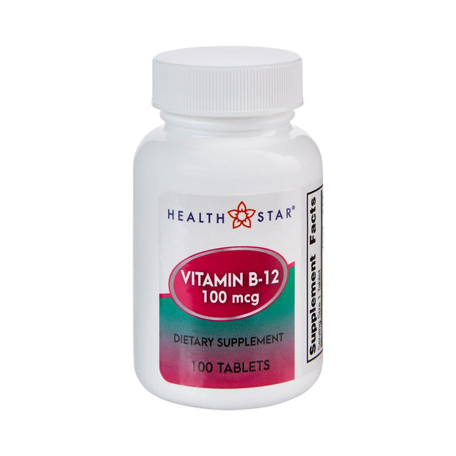 Geri-Care Vitamin B-12 Tablets, Thiamin Vitamin Supplement, 100 Mcg, 1 Bottle, 100 per Bottle