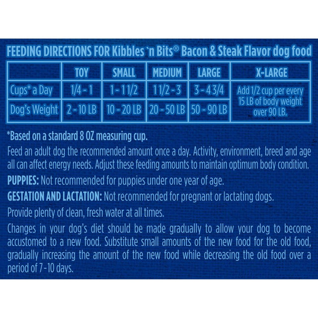 Kibbles 'N Bits Bacon & Steak Flavor Dry Dog Food, 16-Pound Bag