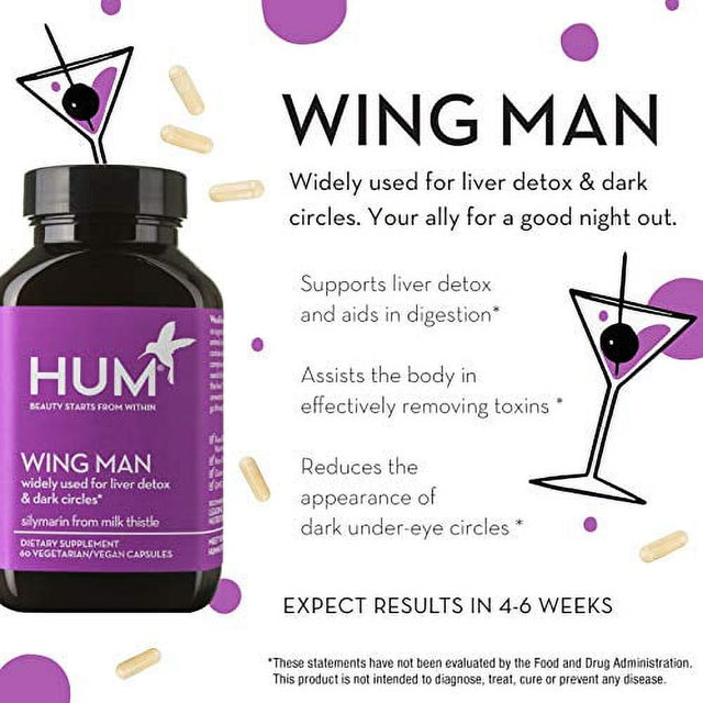 HUM Nutrition Wing Man Liver Detox Support 60 Vegan Capsules