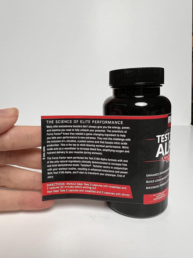 Force Factor Test X180 Alpha, Testosterone Booster for Men, Testosterone Supplement with L-Citrulline to Help Build Muscle and Strength, Boost Nitric Oxide for Performance, 60 Count (Pack of 2))