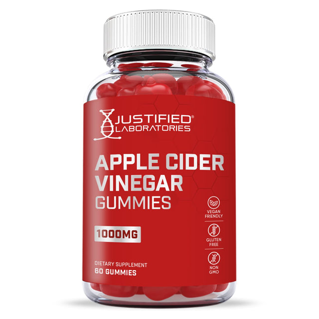 Justified Laboratories (5 Pack) Apple Cider Vinegar Gummies 1000MG ACV with Pomegranate Juice Beet Root B12 300 Gummys