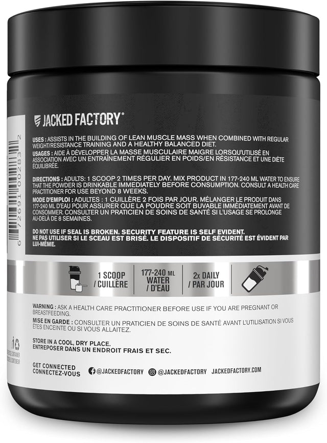 Jacked Factory L-Citrulline - Fermented L Citrulline Powder, Nitric Oxide Booster for Increased Blood Flow, Strength, & Endurance - 100 Servings, Unflavored