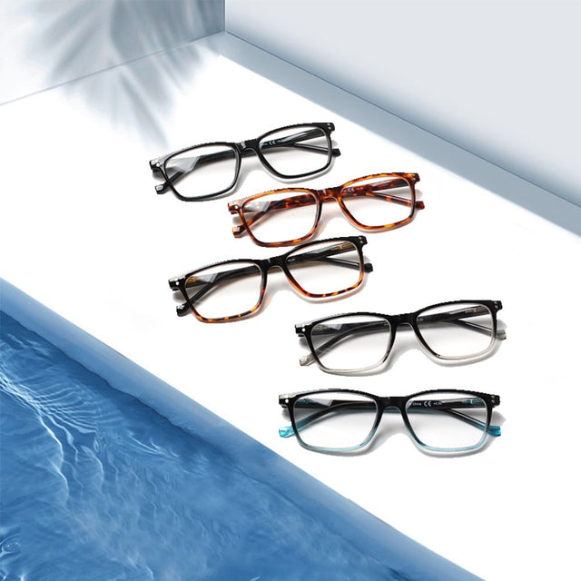 JOSCHOO 5 Pack Reading Glasses for Men Spring Hinges Lightweight Reader (+250)