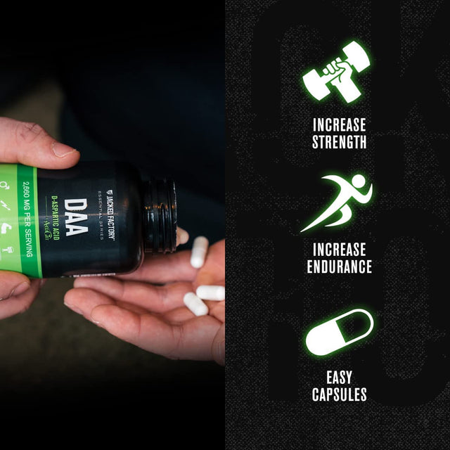 Jacked Factory DAA D Aspartic Acid Supplement - Fortified with Astragin for Enhanced Absorption, Zero Artificial Fillers - 120 Veggie Capsule Pills
