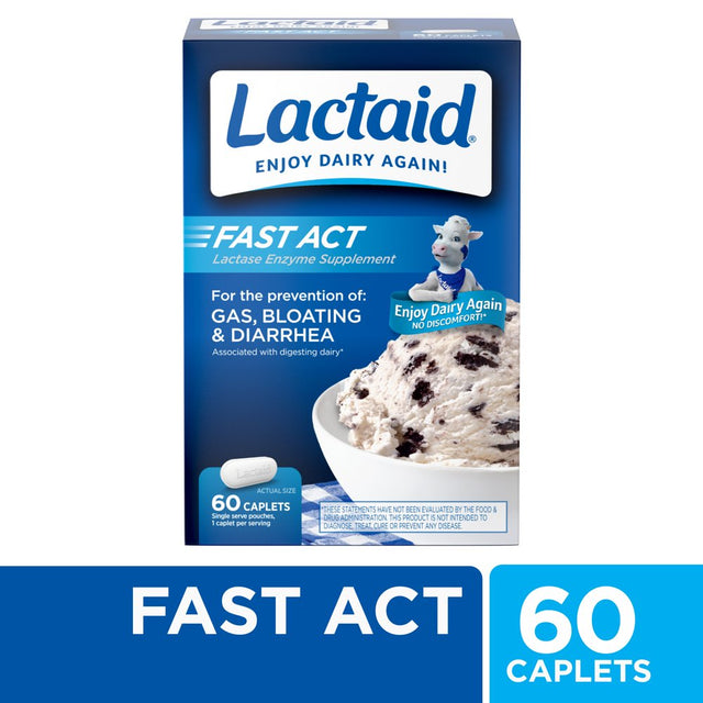 Lactaid Fast Act Lactose Intolerance Caplets, 60 Travel Packs of 1-Ct.