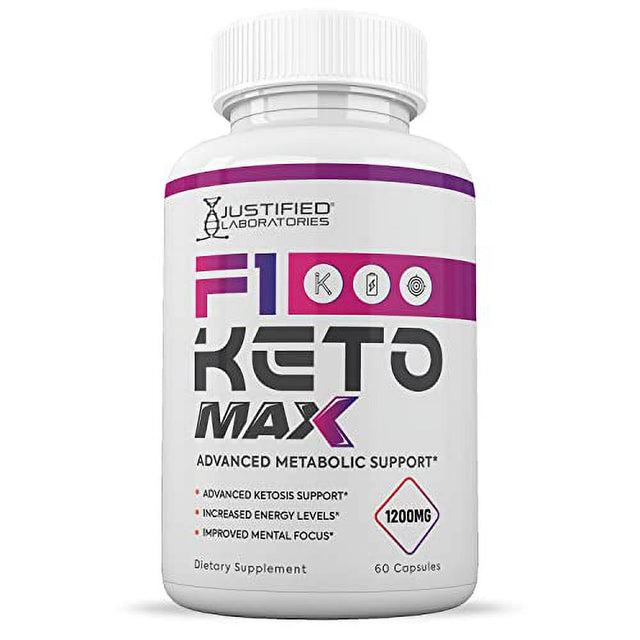 F1 Keto Max 1200MG Pills Includes Apple Cider Vinegar Gobhb Strong Exogenous Ketones Advanced Ketogenic Supplement Ketosis Support for Men Women 60 Capsules