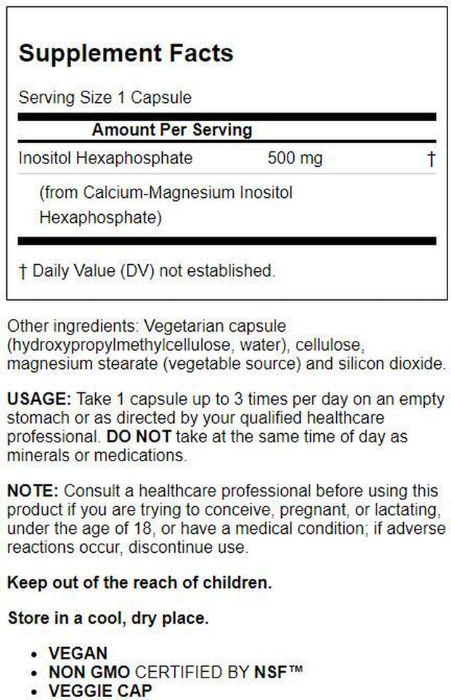 Jarrow Formulas IP6 (Inositol Hexaphosphate), Supports Natural Cell Defense*, 500Mg, 120 Caps