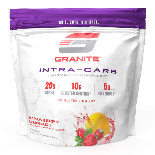 Granite® Intra-Carb Advanced Carb Supplement (Strawberry Lemonade) | 20G Carbs + 10G Cluster Dextrin® + 5G Palatinose® | Train Longer W/No Crash | Soy Free + Gluten Free + Vegan | Made in USA