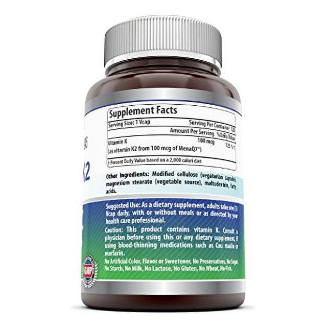 Amazing Formulas Vitamin K2 Menaq7 - 1000Mcg, 120Vcaps