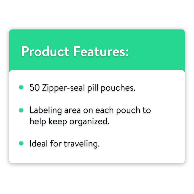 Equate Zipper Seal Pill Pouches, 50 Count
