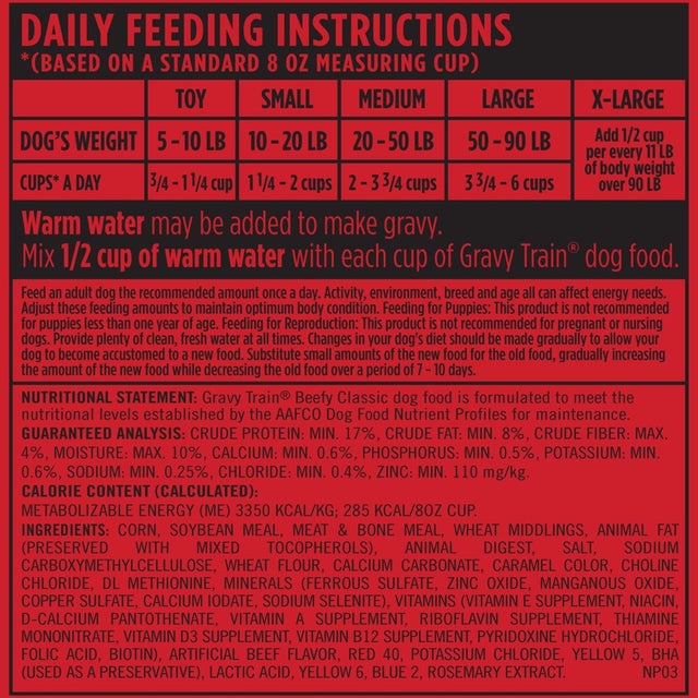 Gravy Train Beefy Classic Dry Dog Food, 3.5-Pound Bag