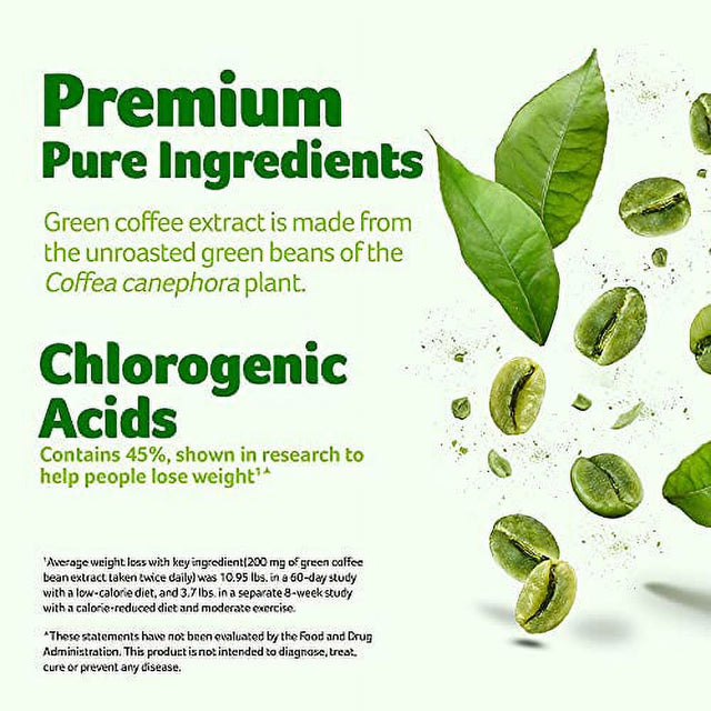 Green Coffee Bean Extract for Weight Loss Supplement | Purely Inspired Green Coffee Extract to Lose Weight | Dietary Supplements for Weight Loss | Non Stimulant Weight Loss Coffee Pills, 100 Count