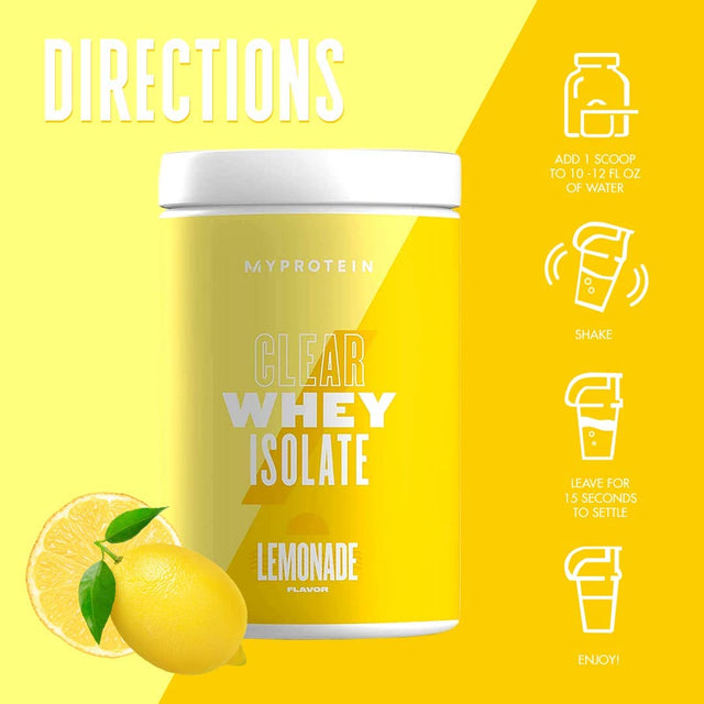 Myprotein® - Clear Whey Isolate - Whey Protein Powder - Naturally Flavored Drink Mix - Daily Protein Intake for Superior Performance - Lemonade (20 Servings)